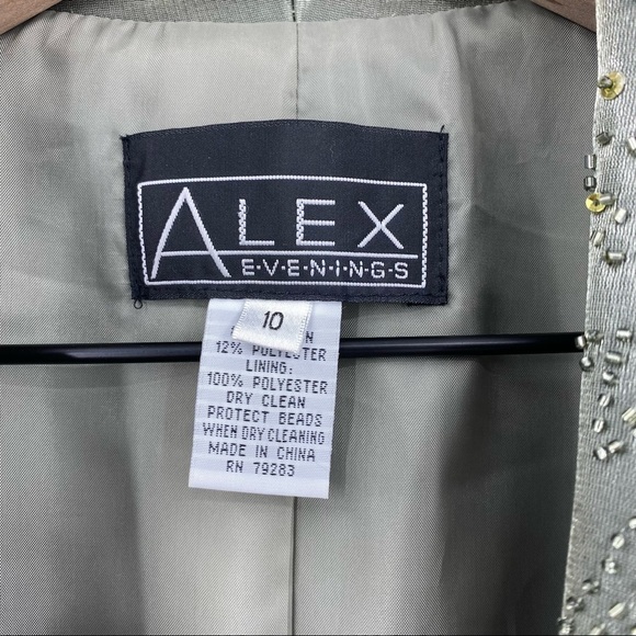 Alex Evenings Beaded Midi Dress Jacket Set Green Size 10 - Picture 14 of 16